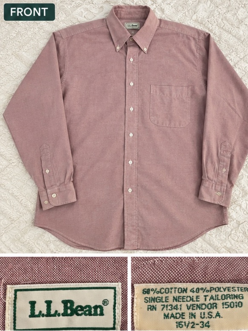 L.L. Bean Men's Button-Down Oxford Shirt in Dusty Mauve